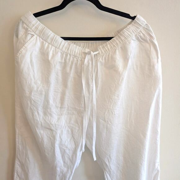 Caslon Women's Tie Waist Tapered Linen Pants Notched Hem White Size XL - Picture 5 of 11